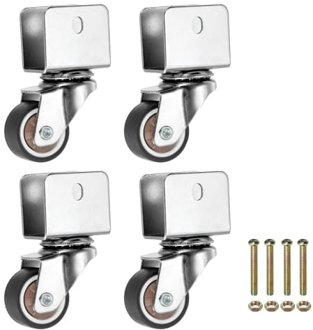 PATIKIL 1 Inch Caster Wheels, 4 Pcs Swivel Casters with 0.7 U Bracket Opening 55 Lb Capacity Per Caster for Furniture Office Chairs Carts and Cabinets, Brown