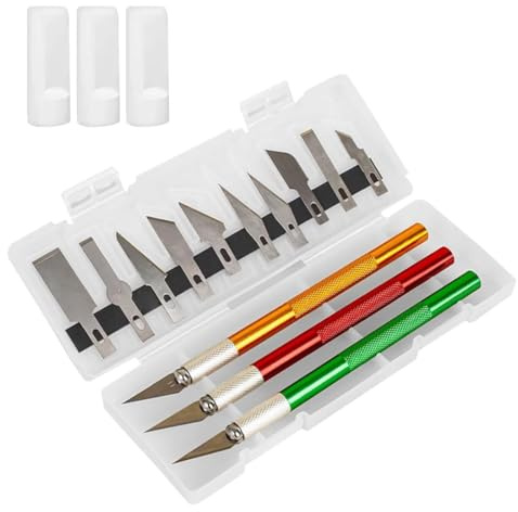 YAZWUR 1 Set Cutter para Manualidades y DIY, Bisturí con 10 Cuchillas de Repuesto, Cutter de Precisión, Cuchillo para Modelismo, Escultura, Papel, Cartón Pluma, Vinilos y Más