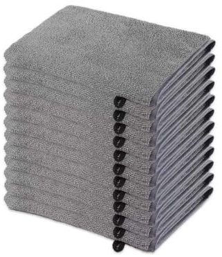 AMFUN 12 Pack Gants de Toilette en Frotte Microfibre, 21x15CM Gants de Nettoyage du Visage Doux pour Douche et Visage, Serviettes Absorbantes Réutilisables pour Visage, Corps, Bain et Spa (Gris)