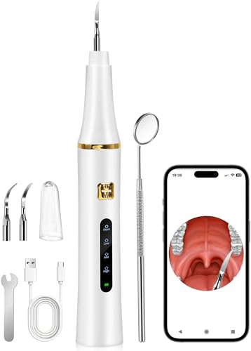 Visual Plaque Remover for Teeth with 2MP HD Camera, Wifi Ultrasonic Tooth Cleaner with App for Real-Time View, Professional Teeth Cleaning Kit, Electric Tartar Remover, Safe for Gums, IPX7, 3 Modes