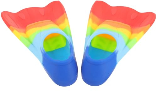 TOMETURE Silicone Swimming Fins for Boys, Lightweight Short Training Flippers, Snorkeling and Diving Swim Gear Size 36-38