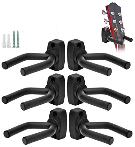 VEIDIA 6 Pcs Guitar Hangers Keep Hook Holder Wall Mount for All Size Guitars, Bass, Mandolin, Banjo