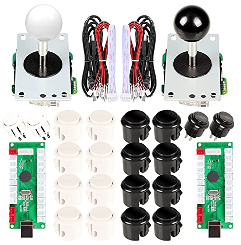 EG Starts Arcade DIY Kits contrôleur USB Encoder Pour PC Jeux 8 voies Stick + 4 x 24 mm + 16 x 30 mm Boutons pour arcade Cabinet Mame Raspberry Pi 1 2 3 Joystick KOF parts Blanc/Noir