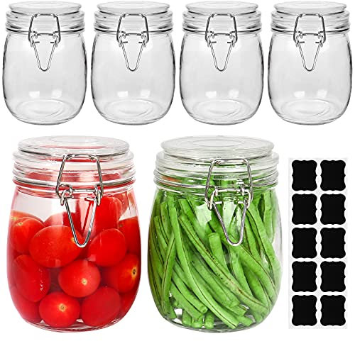 Betrome tarro de vidrio de 25 onzas, paquete de 6 con tapa hermética de goma, tarro de almacenamiento reutilizable para mermelada, café, té, miel, frijoles, especias