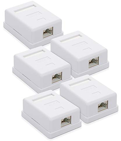 kwmobile 5x CAT 6A Aufputz Netzwerkdose 1 Port - RJ45 Buchse 10 Gbit/s - Netzwerk LAN Aufputzdose - Netzwerkkabel Internetdose Set in Weiß
