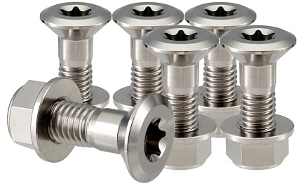 RISON-Titanium 6 Set Viti a Manovella Bulloni Corona in Titanio M8, Bulloni e Dadi Flangiati per Moto, Bulloni per Ruota Dentata, Bullone per Pignoni per Motocross, Moto