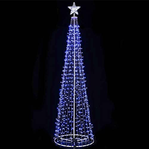 BAKAJI Albero di Natale Luminoso 280 CM Led Luci con Giochi di Luce Struttura in Metallo Decorazione Natalizia Design Minimal Artificiale Arredamento Natalizio Addobbo (Blu 753 LED)