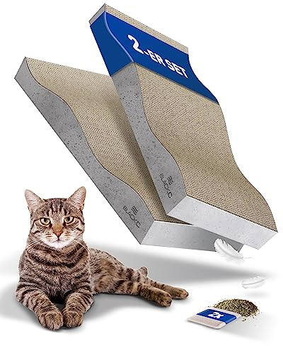 BLACKC® 2 Kratzpappen für Katzen, XXL Kratzbretter aus Hochwertigsten Materialien, 58 x 27 x 6,5 cm Groß