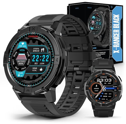 CARBINOX X-Ranger Smart Watch (Answer/Make Calls), Rugged Fitness Tracker IP69K Waterproof, Compatible with Android and iOS, 14 Days of Battery Military Durable, AMOLED Screen