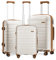 KONO Luggage Sets Gepäcksets Koffer Trolleys Set 3 Teilig Kofferset Polypropylen Hartschalenkoffer Reisekoffer mit 4 Rollen und TSA Schloss, Kofferset-XL-L-M (Creme Weiß)