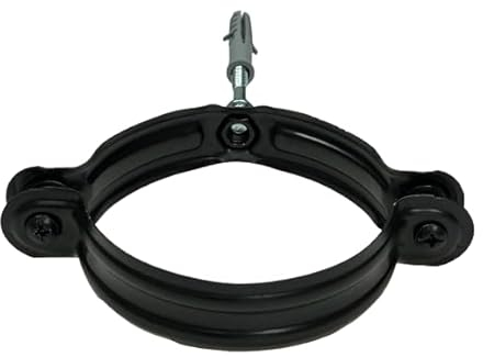 staffa fascetta a muro nera con tassello per tubo nero pellet scarico fumi (D 80 mm)