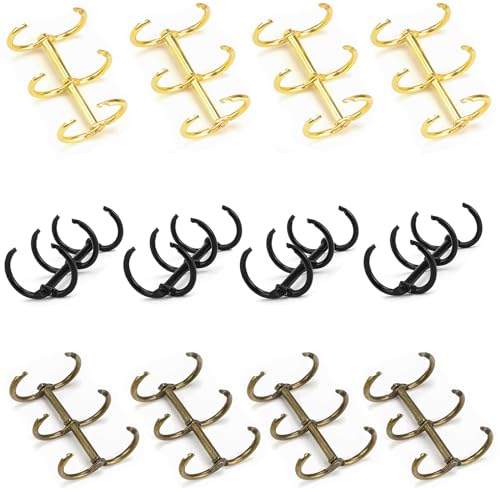 Buchringe, DIYCUT 12 Stück Buntes Buch Binder, 15mm Binder Ringe Offener Dreifachring Buchbinder Set, Loseblatt Verbinder Heftringe für Scrapbook Album Notebook Fotoalben Büchern