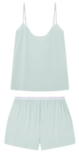 women'secret Pijama Tirantes Shorts Verde ECOVERO, Juego de Pijama Mujer, Mint, S