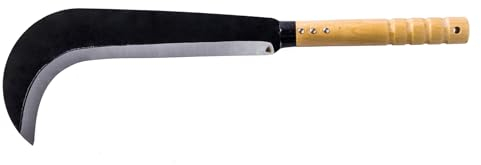 Ljxquisite Hoz de hierba de acero, hoz de limpieza, hoz de limpieza de cepillo con hoja de acero al carbono y mango de aluminio para jardín multiusos hierba hierba hoz (B)