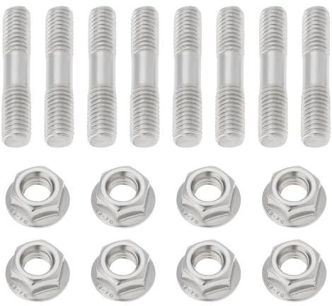 VGOL 8 Sätze M8x1,25 Doppelkopf-Schraubenmutternsatz 42mm Auspuffkrümmer Stehmutter Edelstahl Schraubenmutternsatz für Den Ansaugkrümmer von Automobil-Abgassystemen