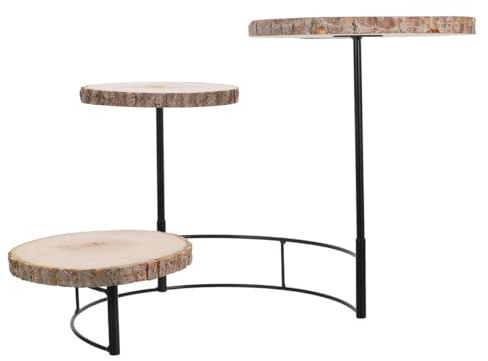PRETYZOOM Alzata Per Dolci 3 Livelli in Ferro E Legno Rustico 20.9X15.7X13.8 Pollici Supporto Versatile Per Cupcake Torte Stand Per Dessert Matrimoni Feste Casa