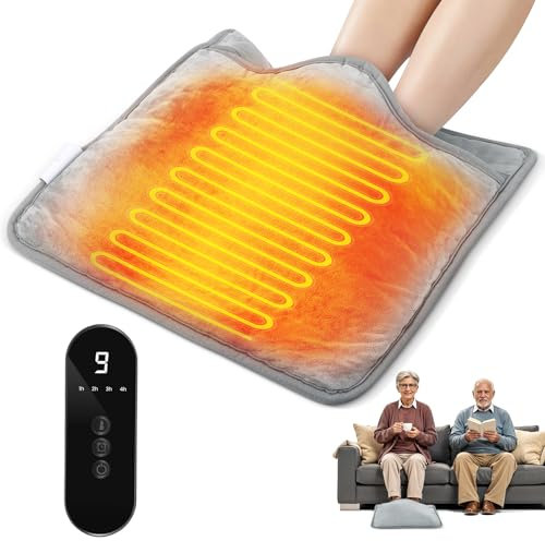 Electric Foot Warmers, Heated Foot Warmer with 9 Heat Temp Settings and 4 Timer, Fast Heating Feet Warmer Pad Auto-Off for Foot Back and Full Body, Washable Cover Heating Pad for Women and Men