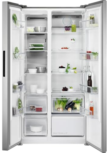 AEG 9000 Series MultiChill 0° Freestanding American Side by Side Fridge Freezer RXB659E6NU, 177 cm, Capacity 338L/256L, Frost Free, Auto Defrost, LED Light, 1770x910x730, Class E, Grey Stainless Steel
