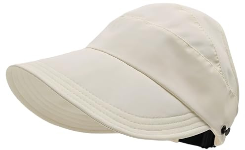 GWAWG Cappello da sole da donna UV-Schutz Protezione UV all'aperto Cappello a cupola vuota con tesa larga Pieghevole Traspirante Leggero Extra largo Protezione solare, beige., Taglia unica
