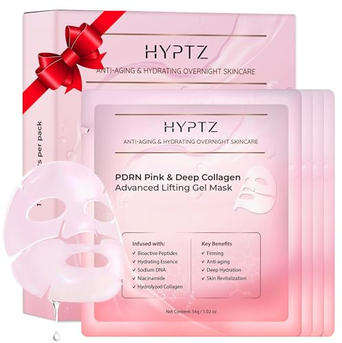 realori Salmon DNA PDRN Collagen Face Mask – Korean Face Mask for Glass Skin – Collagen Face Masks Skincare Overnight Hydrogel – Firming, Hydrating Face Masks, Pink Collagen Mask 4-Pack