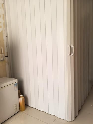 RENLXFI Porte De Douche D’Angle Porte De Douche Pliante en Angle 2M Hauteur, Kit De Portes Coulissantes Accordéon Modernes en PVC pour Armoire/Cabine D'essayage, L Personnalisables(70x105x200cm)