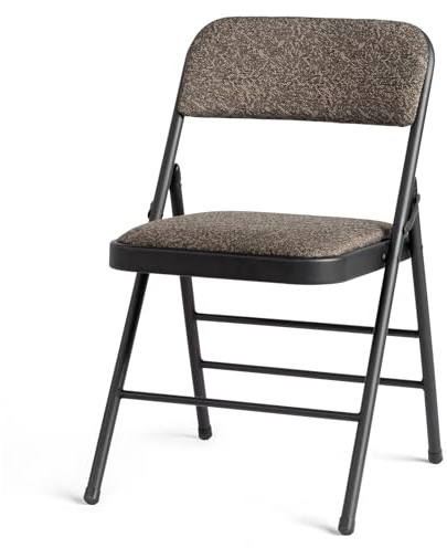 Bonnlo Folding Chairs with Padded Fabric Seats, Heavy Duty Metal Frame, Foldable Chair Home Office Dinning, Heavy Duty, Multi-Purpose Indoor & Outdoor, 1-Piece Set