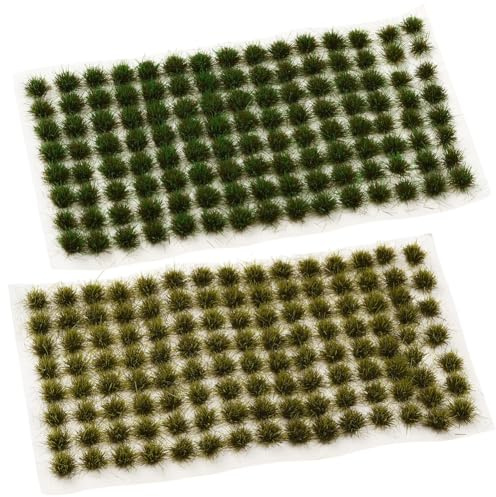 SOFPLATE 2 caja de 208 arbustos Estáticos de Hierba para Paisaje En Miniatura de Plástico Verde Oliva para Modelismo Ferroviario Mesa de Arena Vegetación para Maquetas de Dioramas Kit de Decoración de