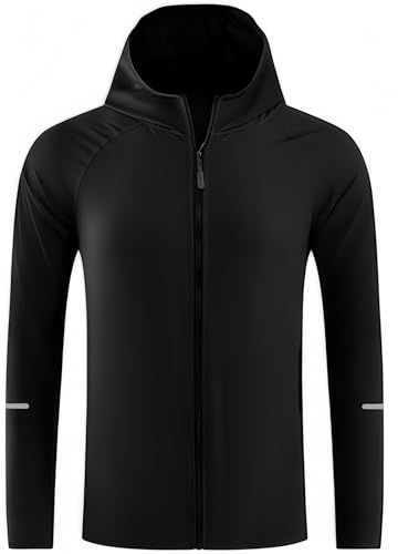 Smatstyle Veste de Course Homme Sport Coupe Vent Jacket Léger Respirant Capuche Avec Poches Zippé Quick Dry Haute Visibilité Pour Sport Jogging Riding Extérieur