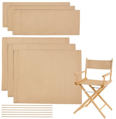 NBEADS 3 set di Fodere di Ricambio per Sedia Da Regista, Kit di Fodere per Sedia Da Regista In Tela Beige con 6 bastoncino di Legno per Trucco, Articoli per La Casa Picnic Pesca, 53x42.5cm
