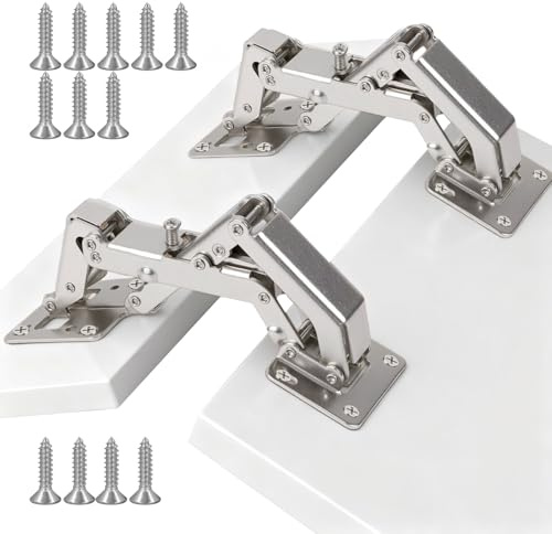 2 Pezzi Cerniere per Ante Cucina per Senza Foro Incasso Cerniera per Ante Cucina 170° Ampio Angolo di Apertura Regolabile Chiusura Morbida Smorzamento del Buffer con Viti Installazione fai da te
