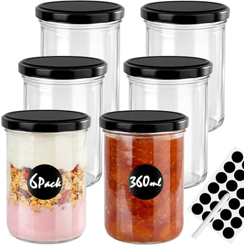 Otauoaea Marmeladengläser 360ml, 6 Stück, mit Schraubdeckel