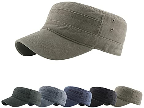 Joligiao Casquettes Unisexe Casquette Militaire dans Chapeau Lavé Cru Réglable Unisexe Casquette Couleur Unie Voyages Cap béret