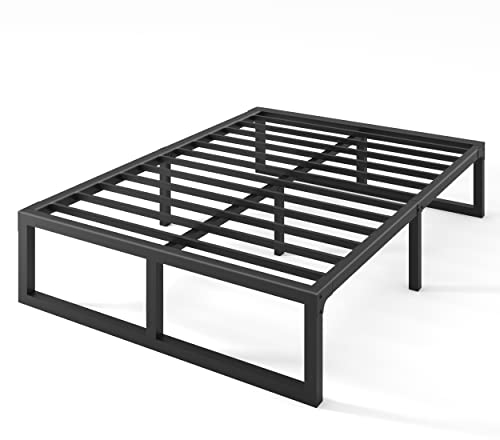 Yitong Angel Double Bed Frame 135x190 cm - 36cm Height Heavy Duty Metal Bed Frame Double with No Box Spring Needed Platform Noise Free Easy Assembly Black