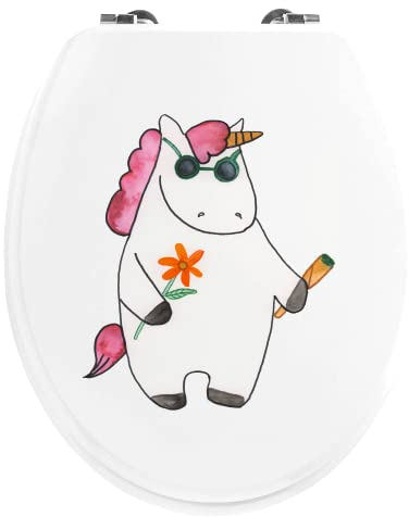 Mr. & Mrs. Panda Motiv WC Sitz Einhorn Woodstock - Geschenk, Joint, Toilette, witzig, Einhorn Deko, Einhörner, Klobrille, Spaß. lustig, Unicorn,