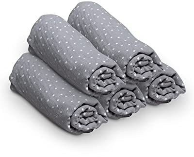 ULLENBOOM ® Mulltuch Baby 5er Set Grau, Spucktücher Baby aus 100% OEKO-TEX Baumwolle, Made in EU, 65x65 cm - Musselin Tücher ideal als Mullwindeln und Moltontuch für Baby, Für Jungen und Mädchen