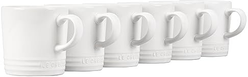 Le Creuset Stoneware Set of 6 London Mugs, 12 oz. Each, White