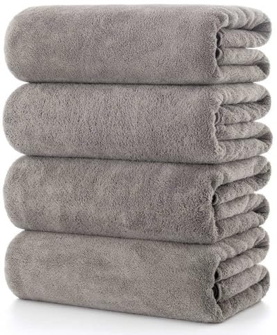 Lumimi Towels 4 Piece Bath Towel Set Super Soft Absorbent Light Weight Dry Well and Durable Gym Beach Travel, 55 L x 27 W, 4 Pack Elegant Grey Brown