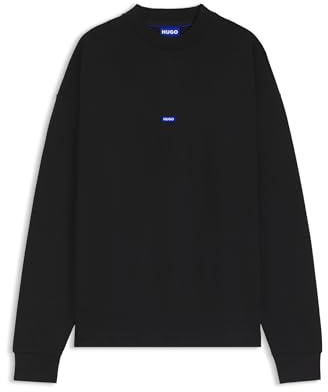 HUGO Mens Nedro Cotton-terry sweatshirt with blue logo patch
