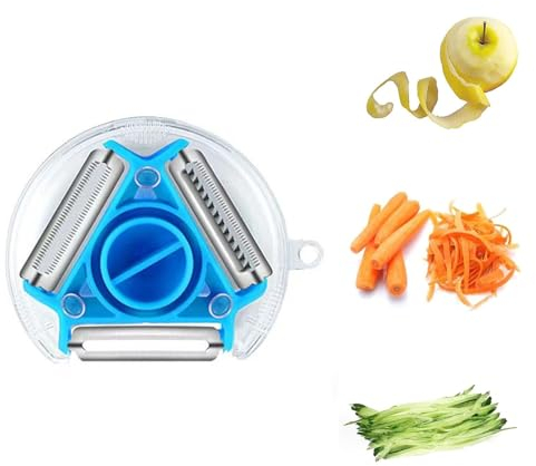 Pelapatate Multifunzione 3 In 1, Sbucciatore Universale, Pelapatate Per Cucina, Pelapatate Professionale, Adatto Per Pelare Per Mele, Carote, Cetriolo E Varie Verdure E Frutta (Blu)