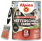 Alpina Holz-Wetterschutz-Farben inkl. Pinsel 50 mm - Schwarz, deckend - bis zu 12 Jahre Schutz vor Witterung und Nässe – schmutzabweisend, deckend & ergiebig – 2,5 L