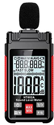siduytin Fonometro LCD digitale Misuratori palmari professionali Indicatore registratore audio Decibel Misurazione industriale, HT602A