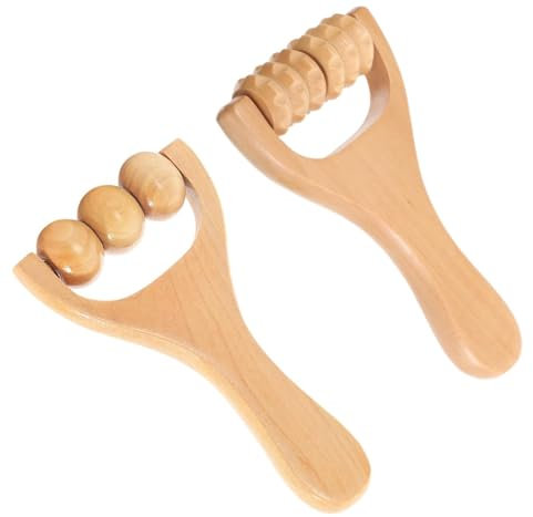 Rodillo de masaje,2 piezas Masajeador Manual,masajeador de madera,rodillo muscular Rodillo de Masaje con Mango,para relajar muslos,piernas,manos,músculos de cuerpo completo