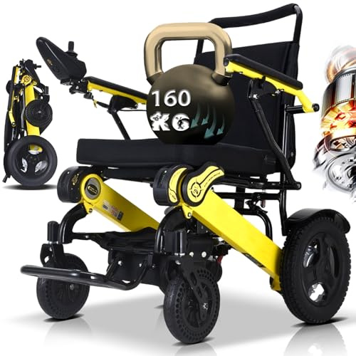 ZQHQKJ Sedia a rotelle elettrica pieghevole, leggera, portata 25 km, motore da 500 W, portata fino a 160 kg, seduta larga 50 cm, pieghevole per viaggi, anziani e disabili, per interni ed esterni