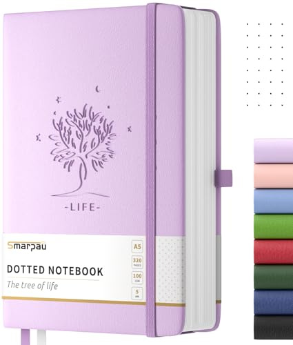Smarpau Cuaderno A5 con lunares –con 320 páginas de papel grueso de 100 g/m², bloc de notas universitario para escritura, escuela, oficina, 14,5 x 21cm