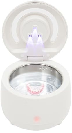 Pulitore ultrasonico a ultrasuoni per binario dentale, allineatore, protesi dentarie e gioielli, 3 minuti One Touch ad ultrasuoni