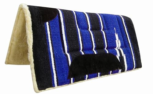 Aces häst västerländsk sadeldyna Numnah ko pojke fleece blå 32 x 81 cm tjock