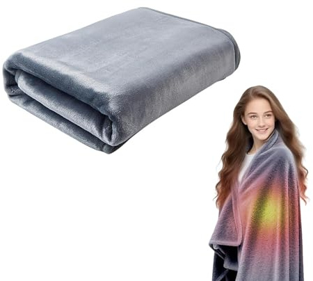 140*80cm USB Rechargeable Heated Blanket, Portable USB Electric Blanket, 3 Gears USB Blanket , Heated Throw, with 100cm Detachable USB Cable, Far Infrared Heating, Cozy Flannel Blankets (deep grey)