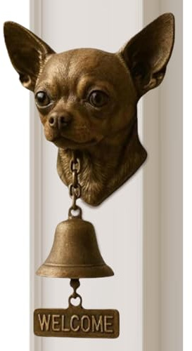 Woalopted Doorbells for Welcoming Dogs, Rustic, Wall Mounted Vintage Door Bell with Animal Motif, Wall Decoration with Dog Head Bell, for Garden, Yard, Home and Safety Room