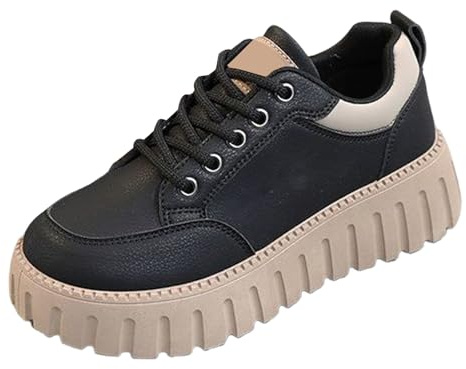 Chaussures de sport pour femme - Semelle épaisse - Augmentation de la hauteur - Respirantes - Noir - Chaussures de sport - Chaussures de loisirs - Chaussures de jogging - Antidérapantes - Chaussures