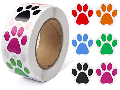 Paw Prints Stickers,Dog Stickers Paw Prints Stickers,Colorful Self-Adhesive Labels Animal Shape Wall Decal,Paw Prints Envelope Seal for Vet tech Gifts Classroom Kids